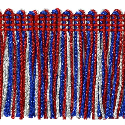 Trims by the Yard 5,1 cm Metallic-Fransenborte | Rot/Weiß/Blau | (9,1 m Schnitt) von Trims by the Yard