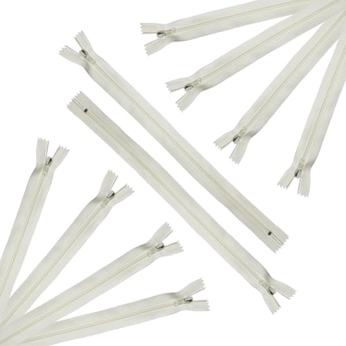 Trimz 15 cm (~ 15,2 cm) One Way Ende Reißverschluss mit 4 mm Zähne x 10pces, Polyester, Creme, 15 x 4 x 1 cm von Trimz