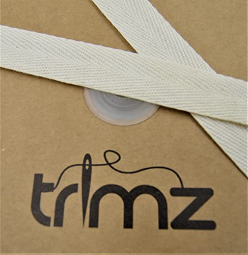 Trimz Band aus 100% Baumwolle, Fischgrätenmuster, Natur, 15 mm x 10 m von Trimz