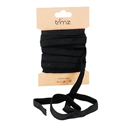 Trimz Geflochtenes, flaches Gummiband, schwarz, 10 mm x 5 m von Trimz