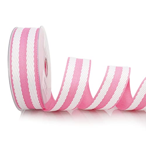 Trimz Robustes Polyester-Gurtband, Pink/Weiß, 10 m x 40 mm von Trimz