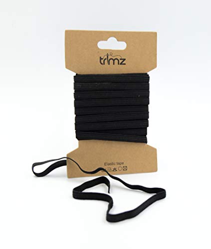 Trimz TSE6-5B Geflochtenes, flaches Gummiband, Schwarz, 6mm x 5m von Trimz