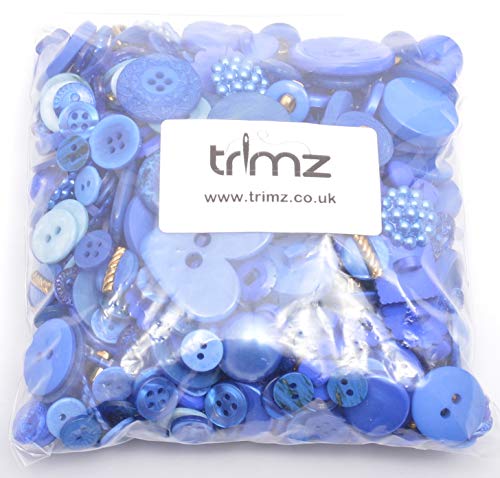 Trimz Trimz1900-BLUE Formen und Knöpfe in verschiedenen Größen, Kunststoff, blau, 250 g von Trimz