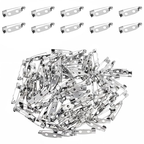 100 Stück Sicherheitsnadeln für Broschen Verschluss für Rückseite Metall Broschen Brooch Pins 20mm Silver Sicherheitsnadel Safety Pins für Abzeichen, Corsagen, Schmuckherstellung DIY von Trinkrittey