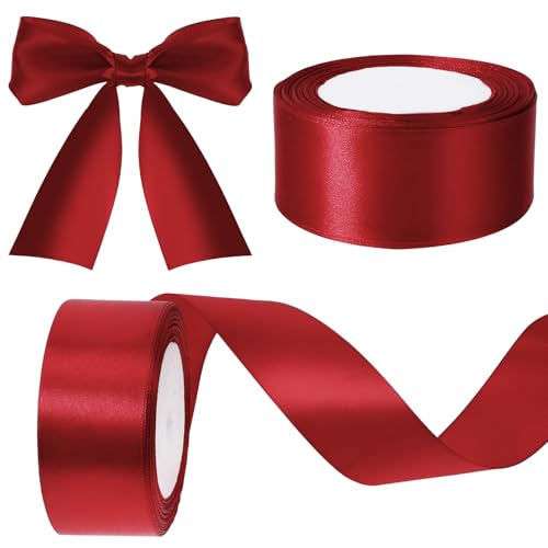 2 stück Rot Satinband, Geschenkband Rot 22m X 4cm Hellrosa Geschenkband Breit Stoff Schleifenband zum Geschenkverpackung, Bastelarbeiten, Geburtstag und Hochzeitsdekoration von Trinkrittey