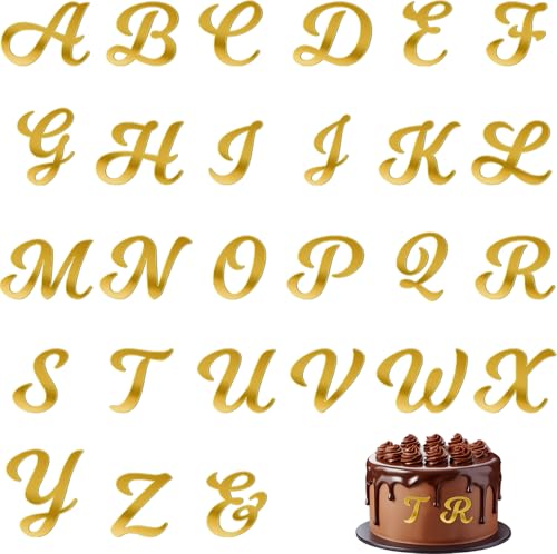 27 Stück Buchstaben Tortendeko Gold Acryl Kuchen Dekoration A-Z Buchstaben Set Kuchen Deko Klein Buchstaben Torte Deko für Feier Geburtsta Hochzeit Jubiläum Party von Trinkrittey