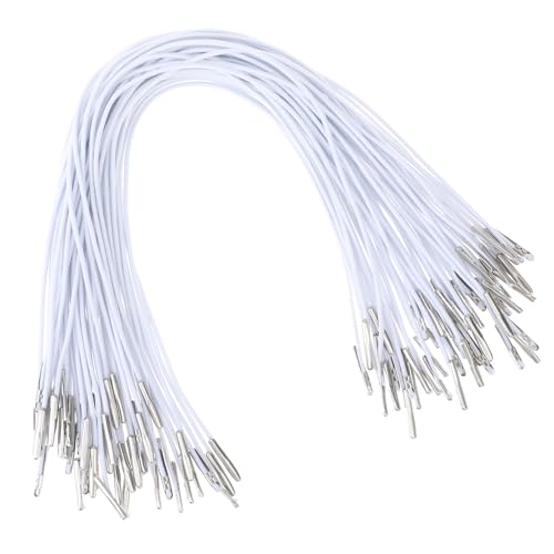 Elastische Widerhaken Cord, 50 Stück Elastische Kordeln 30 cm Stretch Rund Schnur Weiß Stretchband mit Metall Widerhaken Verschluss Weiches Stretchschnur Seil Faden Verlängerungsband für DIY von Trinkrittey