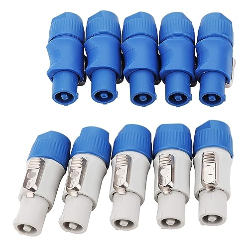 Trintion 10 Stück Neutrik Powercon Steckverbinder Powercon Stecker Set Gehäuse Chassis Stecker Panel Adapter Stecker für Powercon Kabel Blau von Trintion