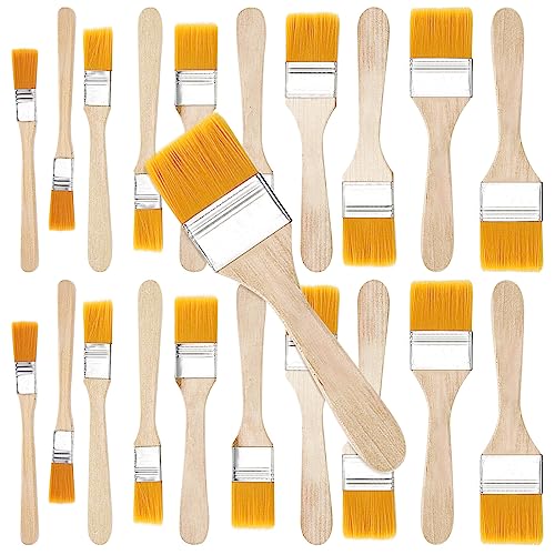 Trintion Pinselset100 Pack Flachpinsel Malerpinsel mit Holzgriff 5 Größen Pinsel set ohne Haarverlust Malerpinsel set für Holz Streichen Fensterrahmenpinsel Hausmalpinsel von Trintion