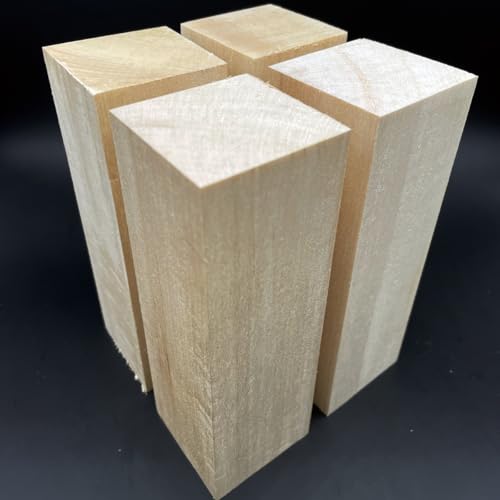 Undefinierte Naturholzblöcke, Lindenholzschnitzblöcke, weiche Bass-Holzblöcke für DIY-Kunstkreation, Whittling Wood Blocks Holzschnitzset, Holzwürfel Handwerk (1Größe/4 Stück09) von TripStan