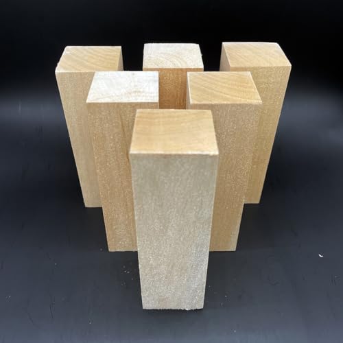 Undefinierte Naturholzblöcke, Lindenholzschnitzblöcke, weiche Bass-Holzblöcke für DIY-Kunstkreation, Whittling Wood Blocks Holzschnitzset, Holzwürfel Handwerk (1Größe/6 Stück04) von TripStan