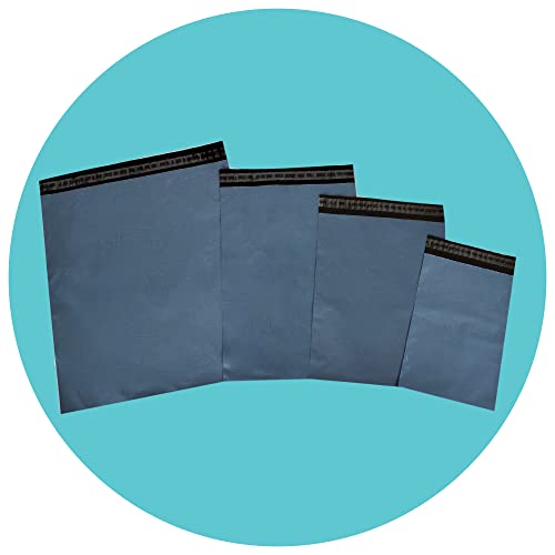 Triplast 100 x gemischte graue Versandtaschen (4 Größen, je 25 Stück) – selbstverschließbare Plastiktüten, Versandtaschen, Pakettaschen für Kleidung, Bücher und Kartons von Triplast