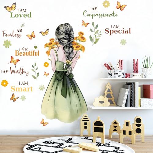 Wandtattoo Kinderzimmer Mädchen Wandtattoo Inspirierendem Zitat Fee Wandsticker Bunte Schmetterling Wandaufkleberr für Mädchen Babyzimmer Wohnzimmer Schlafzimmer Kinderzimmer Hause Wanddekoration von Trlyane