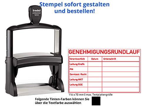 Stempel Trodat Professional 5211-85x55mm - 13-zeiliger Stempel, Metallstempel aus Edelstahl, sehr hochwertig, gleich Online gestalten!!! (schwarz) von Trodat