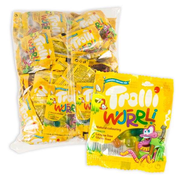 Großpackung Fruchtgummi Würmchen, 100 Tütchen, 1kg von Trolli