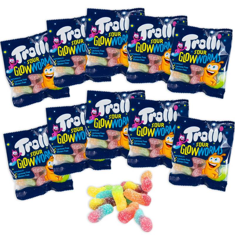 Trolli Saure Würmchen, 10x 10g fruchtig-sauer von Trolli