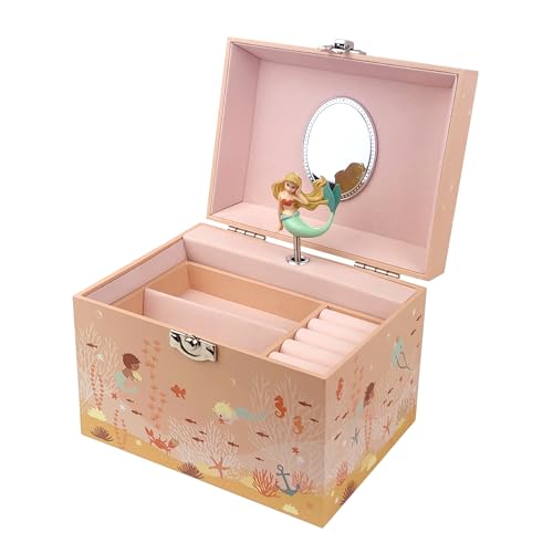 TROUSSELIER - Große Schmuckschatulle mit Musik Meerjungfrau – Vanity Case Kinder – Schmuckschatulle für Mädchen – Musikbox – Musik Menuet von Mozart – Geschenk zum Geburtstag Mädchen – leuchtet in der von Trousselier