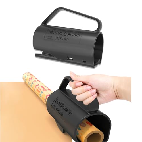 Trrrioosy Papierrollenschneider Geschenkpapier Schneider für Rollen Weihnacht Geschenkpapier Cutter Wrapping Paper Cutter für Weihnachten Geburtstag, Black von Trrrioosy