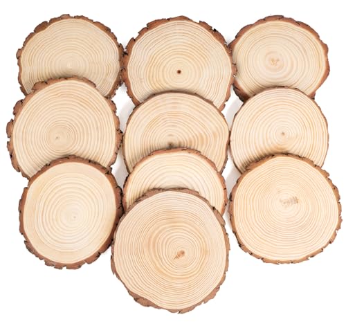 Truevaste Holzscheiben 10er Set 14-15 cm Runde Baumscheiben ohne Loch für DIY Basteln, Hochzeit und Weihnachtsdeko – Natur Holzscheiben, 10mm Dicke von Truevaste