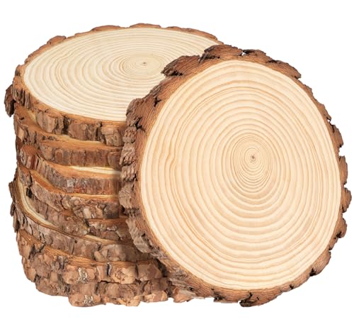 Truevaste Holzscheiben 20er Set 14-15 cm Runde Baumscheiben ohne Loch für DIY Basteln, Hochzeit und Weihnachtsdeko – Natur Holzscheiben, 10mm Dicke von Truevaste