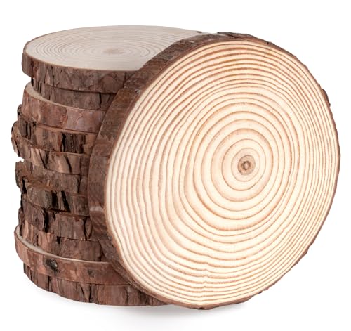 Truevaste Holzscheiben 24er Set 12-13 cm Runde Baumscheiben ohne Loch für DIY Basteln, Hochzeit, Weihnachten – Natur Holzscheiben Deko, 10mm Dicke von Truevaste