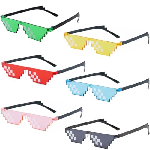 TrukD Mosaik Sonnenbrille Coole Brille, 6pcs Farbig Pixel Mosaik Brille Anti-UV Lustige Sonnenbrille Coole Brille für Männer Frauen Kinder Foto Requisiten Party Dekoration von TrukD