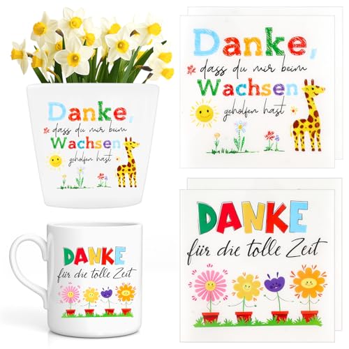 Trukafie 4 Stück Aufkleber für Den Blumentopf,Danke Dass du mir Beim Wachsen Geholfen Hast,Danke Sticker für Abschiedsgeschenk Erzieherin und Abschiedsgeschenk Kindergarten von Trukafie