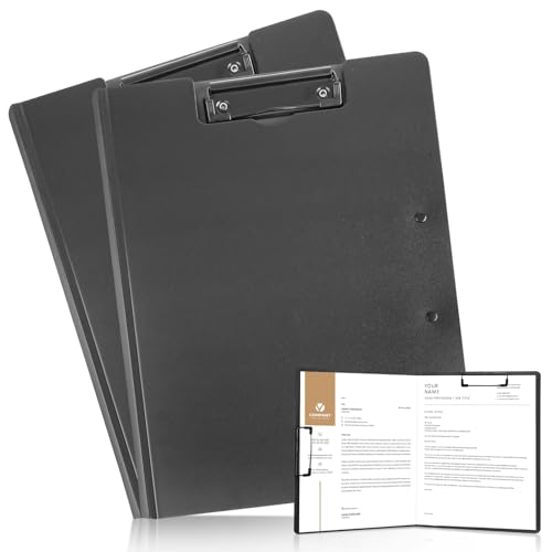 Trukafie Klemmbrett A4,2 Stück Kunststoff Ordner Foldover Clip Boards,Kunststoff Klemmbretter Mit Doppelclip,Foldover Clip Boards Klemmbrett mit Deckel Klemmbrettmappe für Schule,Industrie,Büro von Trukafie