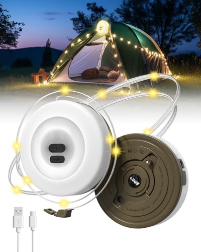 TrustWheel lumelia aufrollbare lichterkette,33ftverstaubar camping lichterkette,2-in-1 lichterkette aufrollbar usb camping, LED-Camping-Lichterkette für Campingplatz, Zuhause, Wohnmobil, Garten von TrustWheel