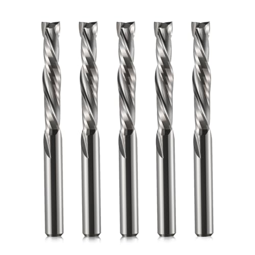 2-Kant-Up- & Down-Cut-Bit, 4-mm-Schraubstiel, 22-mm-Schnittlänge Kompressionsbit Spiral CNC Router Bits End Mill Hartmetall-Fräser-Satz für CNC-Fräsmaschine Holzbearbeitung, 5er-Pack von Trvoxviq