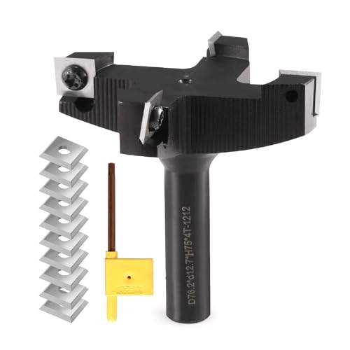 CNC-Spoilboard-Fräser-Bits, 1,27 cm Schaft, 7,6 cm Schnittdurchmesser, Platten-Abflachungsfräser, Hobel-Bit, Holzschneider, Hobel mit 10 Stück Wendeschneideinsatz (12 x 12 x 1,5 mm, 35 °) (Hartmetall von Trvoxviq