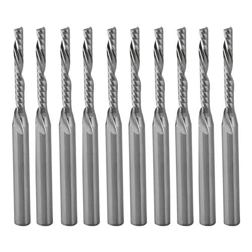 Trvoxviq CNC-Fräser-Bits, Schaftfräser – 1 Nutfräser, Werkzeug-Sets, 0,3 cm Schaft, Hartmetall-CNC-Bits für Metall, Spiralfräser, Schaftfräser für Acryl-PVC, MDF-Gravur, 10 Stück von Trvoxviq