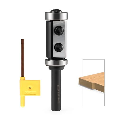 Trvoxviq Wendeplatten Bündigfräser 8mm Schaft, Bündigfräser Oberfräse mit 2-Schnittflächen Austauschbare Hartmetall, D=19mm , NL=30mm Oben unten Lager Bündig Trimmen Router Bits für Kantenbearbeitung von Trvoxviq