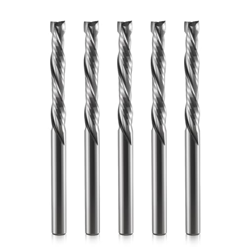 Trvoxviq Zweischneidiger Upcut Downcut Spiralfräsen-Bit, 5/32-Zoll-Schaft, 0,86 Zoll Schnittdurchmesser, Hartmetall-Einzelrillen-CNC-Fräser-Bit (4 x 22 x 45 mm), ideal für Aluminium, Kunststoff, von Trvoxviq