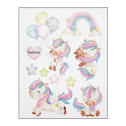 Bügelbilder Set für Textilien DIN A4 Kinder Mädchen Jungen Dino Einhorn groß klein Aufbügelbild zum aufbügeln (2 - Einhörner) von TryPinky