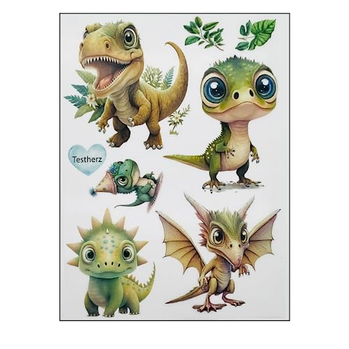 Bügelbilder Set für Textilien DIN A4 Kinder Mädchen Jungen Dino Einhorn groß klein Aufbügelbild zum aufbügeln (3 - Dinosaurier) von TryPinky