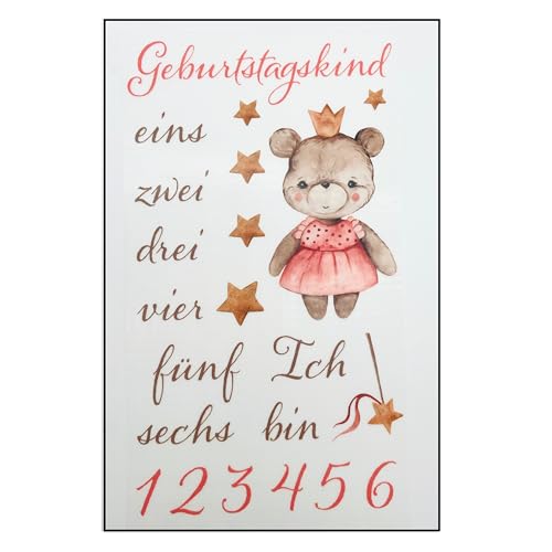 Bügelbilder Set für Textilien Geburtstagskind mit Zahlen Motive zum selber gestalten Regenbogen Kinder Mädchen Jungen Dino Drache groß klein Aufbügelbild aufbügeln (9 - Teddy Prinzessin) von TryPinky