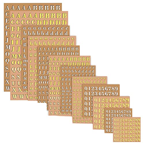 Tsadeer 12 Blatt Harz Buchstaben, kleine Zahlen Alphabet für Harzkunst, selbstklebende Glitzer-Legierung von Tsadeer