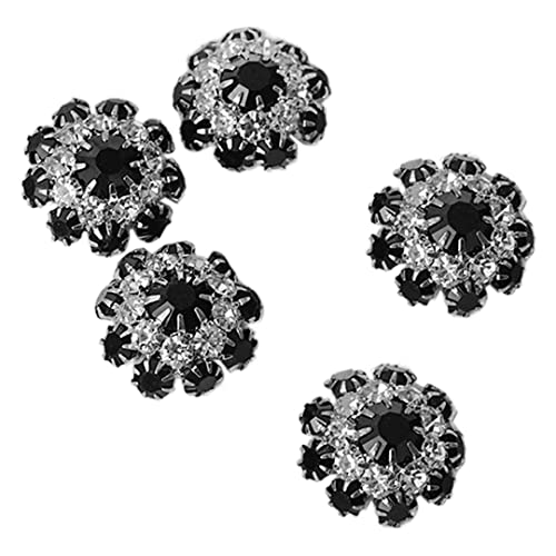 5 Stück Glitzer Strass Knöpfe Sonnenblume Bunte Knöpfe Nähen auf Kleidung Knöpfe für Frauen DIY Schmuck Handwerk 22 mm Schwarz Silber Hintergrund 22 mm von Tsangbaby