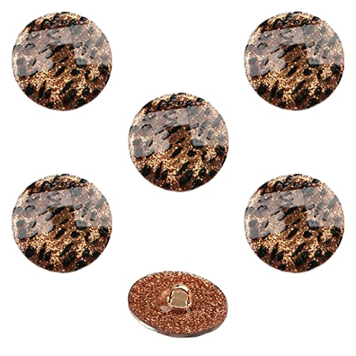 Trendiger Leoparden-Harz-Schaftknopf, 6 Stück, glitzernde, runde Knöpfe mit Schaft, schwarze Textur, geometrische Mantelknöpfe zum Nähen, goldfarben, 22 mm von Tsangbaby