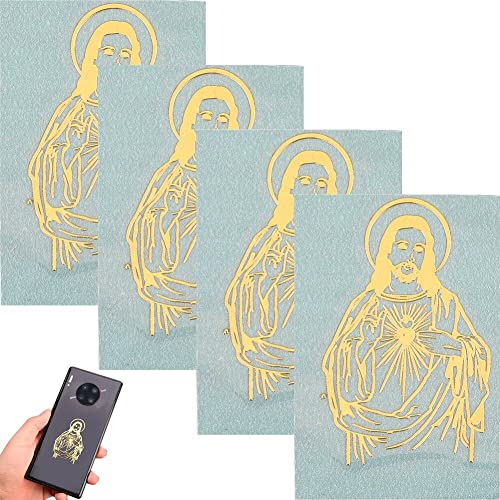 Tsffae 4 Stück Diyalo Heilige Familie Aufkleber Für Telefon-dekor, Christliches Design, Goldfarbe, Barmherzigkeit Jesus Maria, Verschiedene Symbol-abziehbilder, Aufkleber, Dekorativ von Tsffae