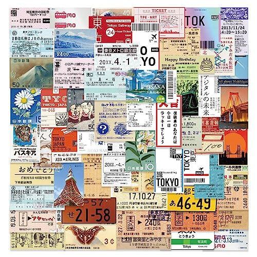 60 Teile/Satz Japanische Postkarte Ticket Stil Stempel Aufkleber Schreibwaren Reise Tagebuch Gepäck wasserdichte Helm Aufkleber von Tsffae