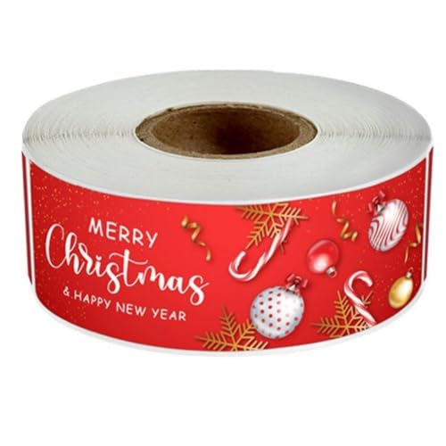 Tsffae 120 Stück/Rolle Frohe Weihnachten Aufkleber Etiketten Weihnachtsferien Klebeetiketten Aufkleberrolle Für Karten Geschenk Umschläge Boxen Beutel Versiegelung Partydekorationen von Tsffae