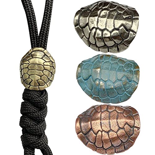 Tsffae 4 Stücke Kupfer Biest Schildkröte Shell Luckly Mythische Tier Muster Barrel Perlen Messer Anhänger Schmuck DIY EDC Werkzeug Paracord Schlüsselanhänger von Tsffae