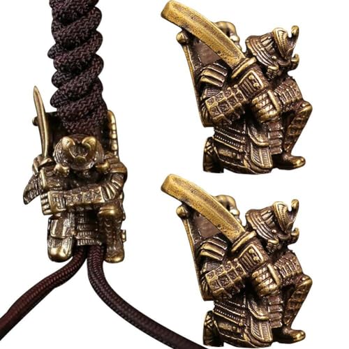 Tsffae Brass Antike Japanische Breitschwert Samurai Lanyard 2pcs Perlen Paracord Beads Schlüsselbundwerkzeug DIY Halskette Rucksack Anhänger Zubehör von Tsffae