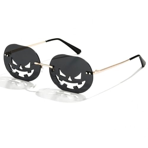 Tsffae Halloween-kürbis-Brille, Trendige Retro-kürbis-rahmenlose Sonnenbrille, Ovale, Hohle Kürbisform-Brille, Lustige Party-Brille Für Foto-Requisiten von Tsffae