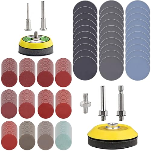 Vielseitiges Schleifscheiben-Set für Bohrmaschinen, Schleifmaschinen, Rotationswerkzeuge, Aufsatz mit 2 Stück 0,3 cm und 0,6 cm Schaft-Trägerplatten, Schleifpads inklusive Körnung 80-3000, 279 Stück von Tshya