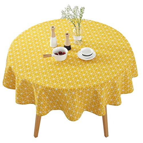 TsoLay 150 cm Baumwolle und Leinen Runde Tisch Decke Runde Gelbe Tisch Decke Matte Dekoration von TsoLay