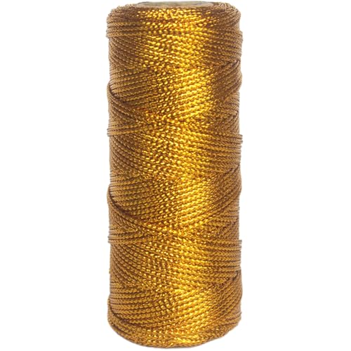 1,5 mm Gold Metallic Schnur 100 m, Gold Kordel, Goldfaden Gold Garn zum Basteln, Unelastische Schnur für DIY Basteln, Hochzeit Dekoration Verpackung Geschenkverpackung (Gold) von Tssnlur