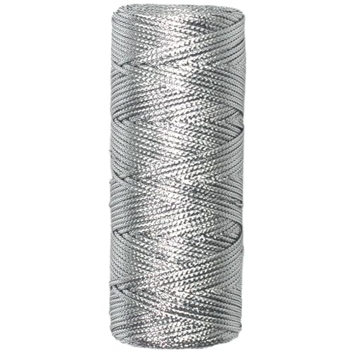 1,5 mm Silber Metallic Kordel 100 m, Silber Kordel, Silber Garn zum Basteln, Unelastische Schnur für DIY Basteln, Hochzeit Dekoration Verpackung Geschenkverpackung (Silber) von Tssnlur